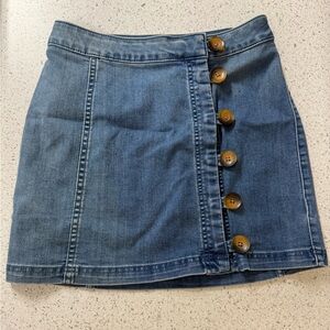 Free People Button Denim Mini Skirt
